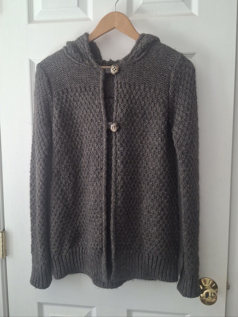 Elisabetta Collection Alpaca Wool Blend Hooded Cardigan Sweater Gray Small Italy